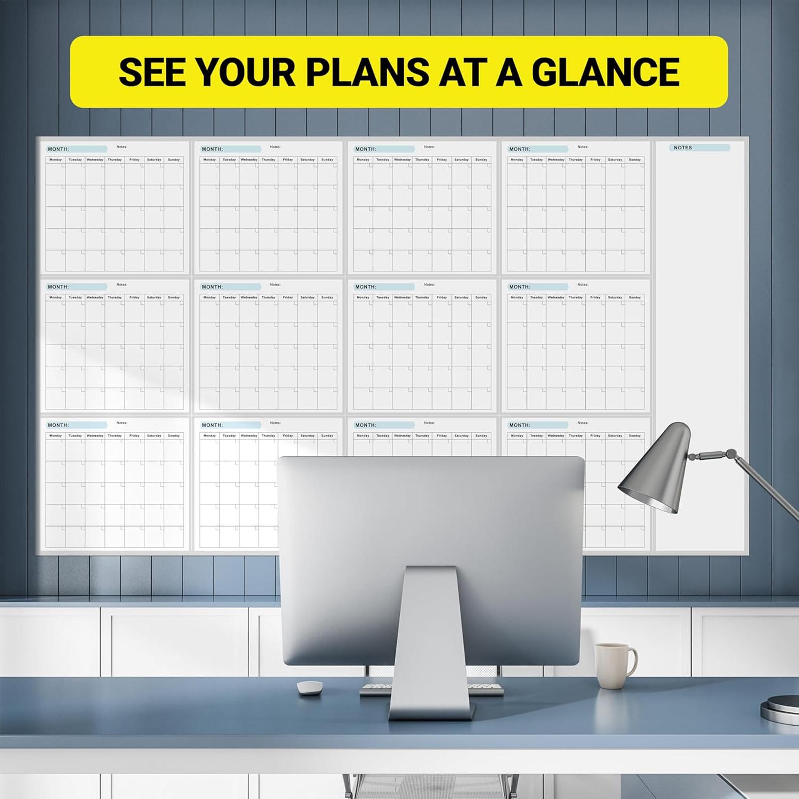Dry Erase Weekly - لوح تخطيط سنوي قابل للمسح، تقويم