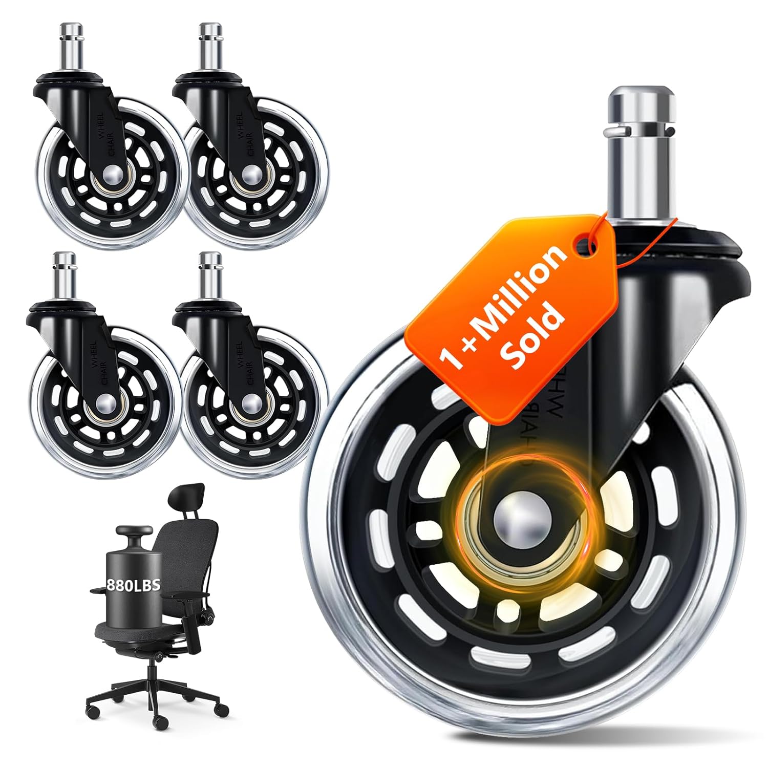 Office Furniture Solutions - مجموعة من 5 عجلات لكرسي المكتب