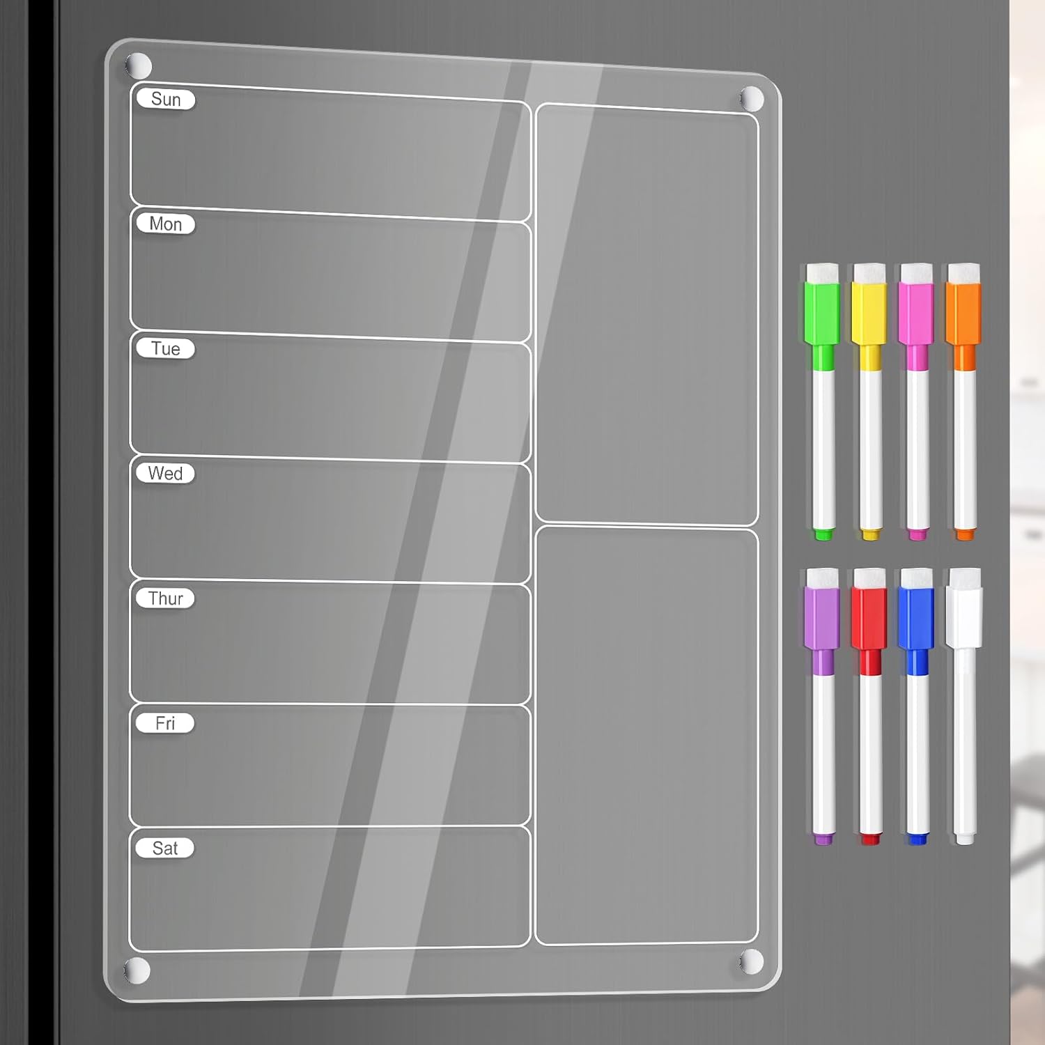 Dry Erase Weekly - لوح تخطيط الوجبات الأسبوعية المغناطيسي الشفاف