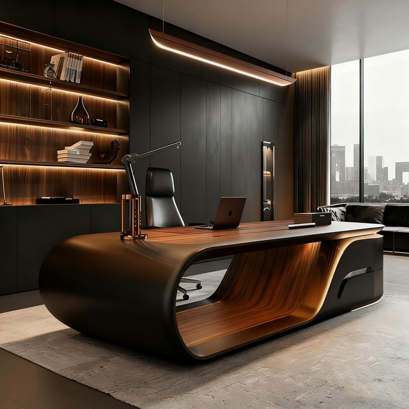 Office Furniture Manufacturers - مكتب تنفيذي فاخر وعصري على شكل
