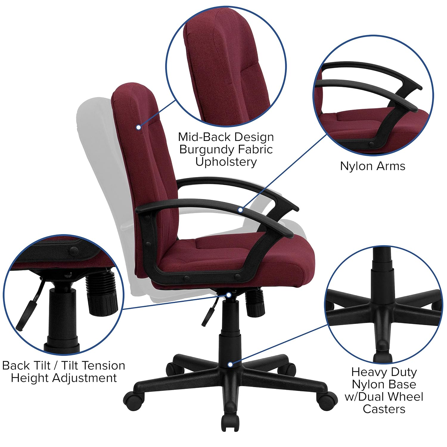 كرسي مكتب تنفيذي بظهر متوسط ال - مراجعة Task Chair Mid Back وسعره