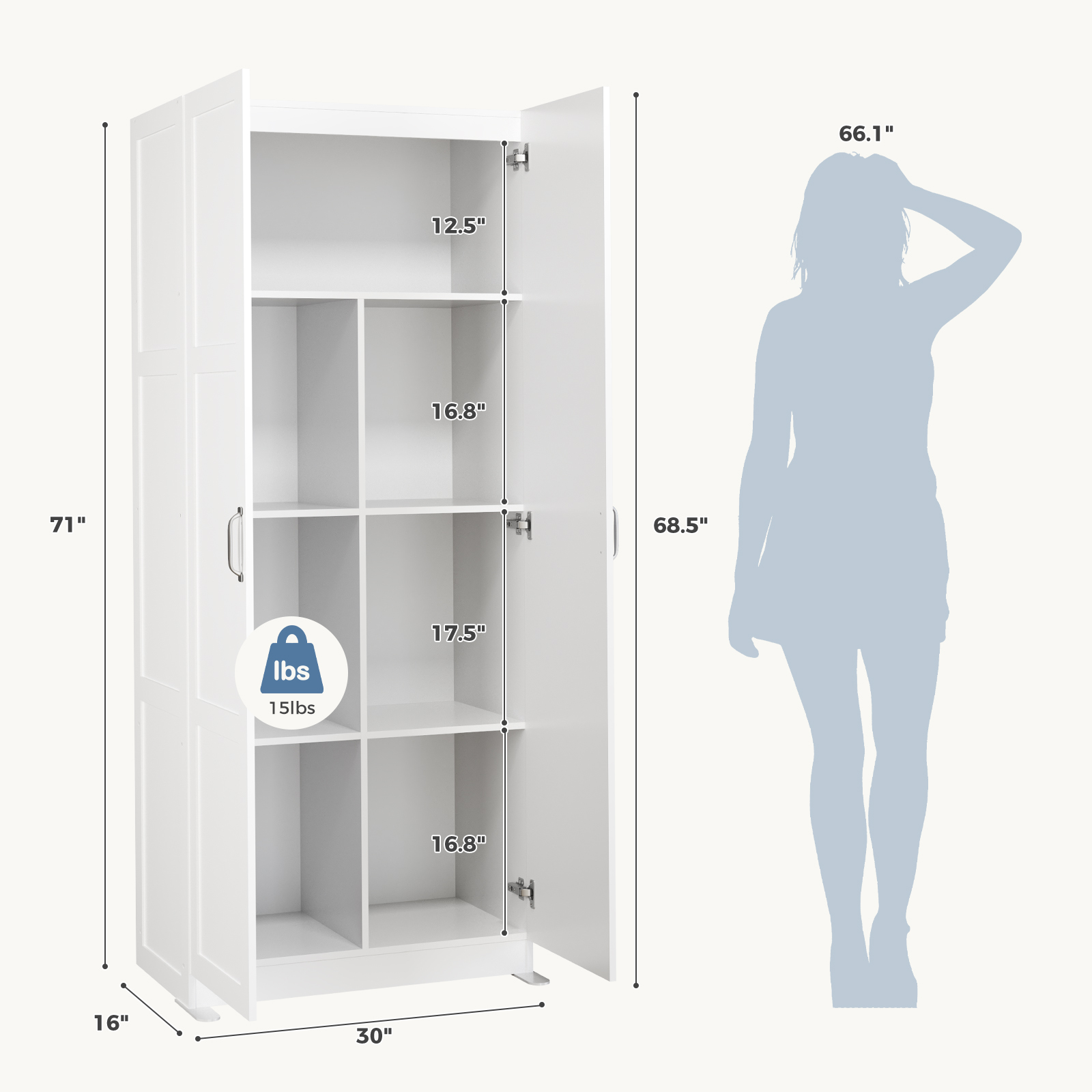 خزانة تخزين خشبية JHK 71IN لغر - مراجعة Office Furniture Wholesale وسعره
