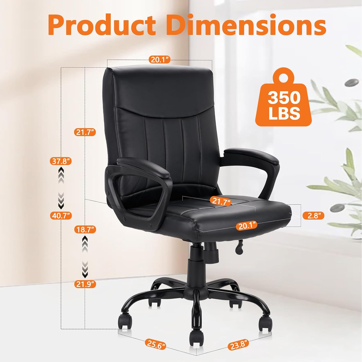 كرسي مكتب جلدي مريح ذو ظهر متو - مراجعة Task Chair Mid Back وسعره