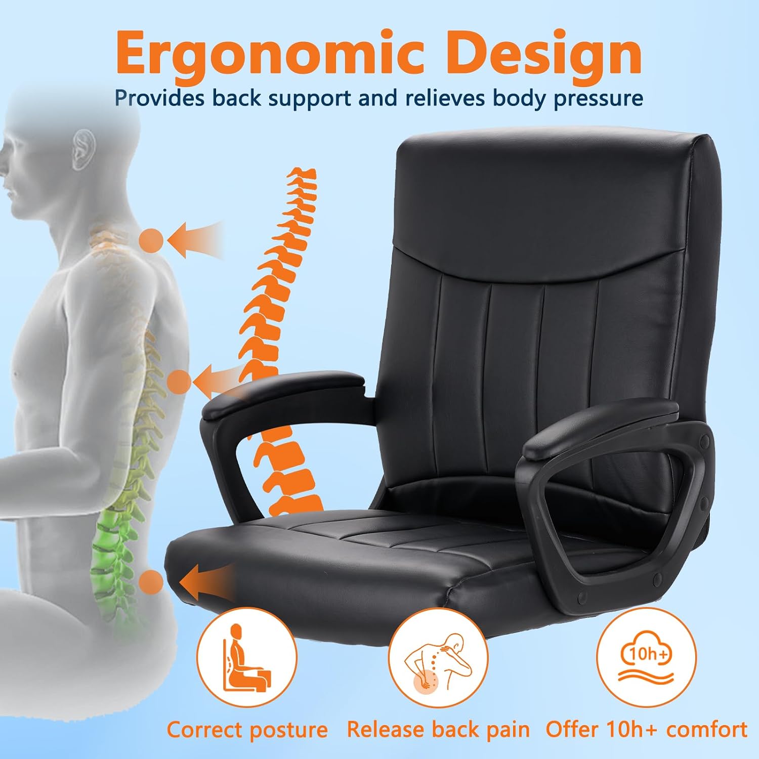 كرسي مكتب جلدي مريح ذو ظهر متو - مراجعة Task Chair Mid Back وسعره
